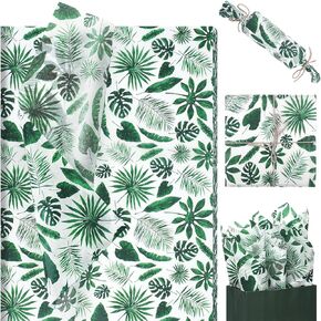 100 Sheets Palm Leaves Tissue Paper, 20x14 Inches, Palm Leaves Printed Wrapping Paper Hawaiian Palm Leaves Wrapping Tissue for Summer Hawaiian Wedding Gift Wrapping Party Supplies Decration