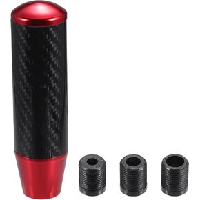 1 Set 13cm Universal Shift Knob - Car Gear Shifter Knob with 3 Adapter for Automatic and Manual Vehicle - Aluminum Alloy Black Red