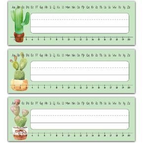 Cactus Name Tags Labels Desk, Number Line ABC Alphabet Classroom Desk Sticker, Number Line Name Tags for Kids Student Name Tags Desk Stickers for Classroom School Student Supplies A04