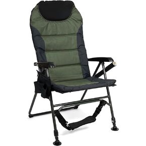 Earth Executive Folding Fishing Chair, Ultimate Comfort with Reclining Feature, Sleek Design, and Adjustable Extending Legs, Ideal for Fishing, Camping, Picnics, Sporting Events, and Tailgates