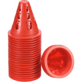PATIKIL Agility Cones, 25 Pack Sports Cones Training Marker with Square Holes for Football Roller Skating Outdoor Activity, Red