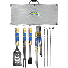 NFL Siskiyou Sports Fan Shop Los Angeles Chargers Steel Tailgater BBQ Set w/Case 8 piece Gray