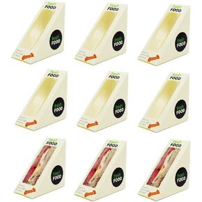 Hewnda 100 Pcs Sandwich Box,Sandwich wedge eco-friendly takeaway box with window display for Bakery, Restaurant Takeaway service