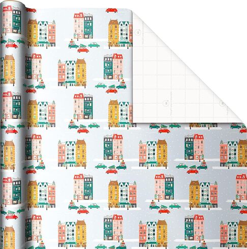 Hallmark Holiday Reversible Wrapping Paper Bundle, Rustic Christmas (Pack of 3, 120 sq. ft. ttl) Plaid, Barn, Red Truck, Moose, Woodland Scenes in Saudi Arabia
