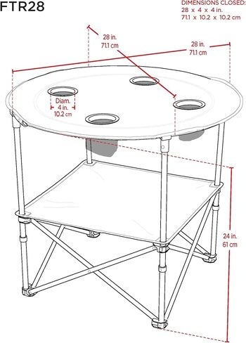 CAMP & GO 28" Round Lightweight Fabric Portable Folding Beach Cupholders Table, Green in Saudi Arabia