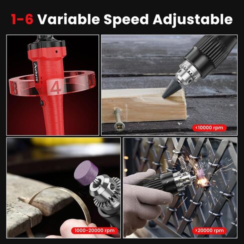 Cordless Die Grinder with 2x 4.0Ah Batteries, 21V Brushless Die Grinder, Variable Speed Straight Grinder for Rust Removal, Grinding, Cutting, Polishing in Kuwait