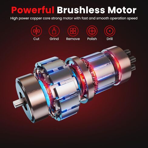 Cordless Die Grinder with 2x 4.0Ah Batteries, 21V Brushless Die Grinder, Variable Speed Straight Grinder for Rust Removal, Grinding, Cutting, Polishing in Kuwait