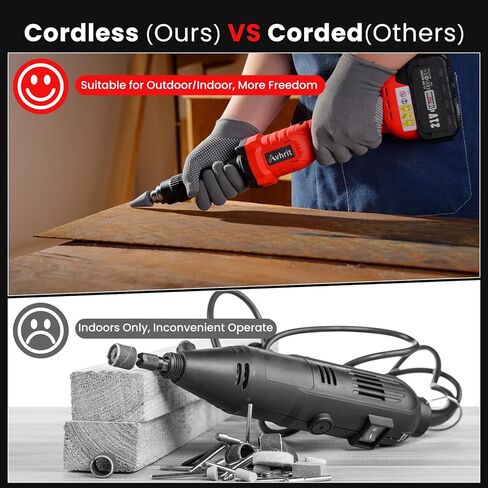 Cordless Die Grinder with 2x 4.0Ah Batteries, 21V Brushless Die Grinder, Variable Speed Straight Grinder for Rust Removal, Grinding, Cutting, Polishing in Kuwait