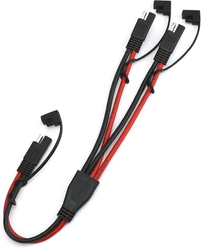 QWORK SAE DC Power Automotive Extension Cable, 10AWG 1 to 2 SAE Quick Disconnect/Connect Cable, 2-Way Splitter, for Solar Battery Connection and Transfer -40cm in Saudi Arabia