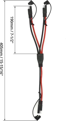 QWORK SAE DC Power Automotive Extension Cable, 10AWG 1 to 2 SAE Quick Disconnect/Connect Cable, 2-Way Splitter, for Solar Battery Connection and Transfer -40cm in Saudi Arabia