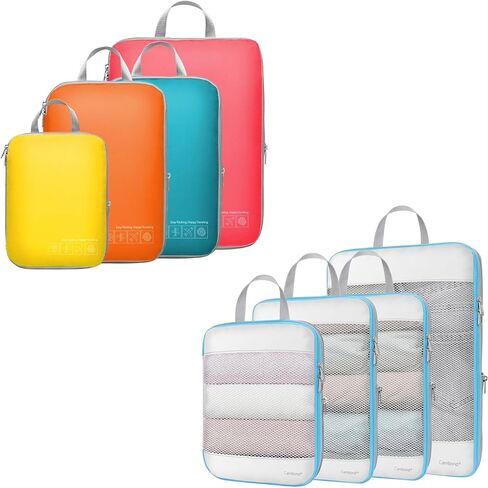 Cambond 4 Set Compression Packing Cubes Multi-color Bundle with 4 Set See Through Mesh Compression Packing Cubes White in Kuwait