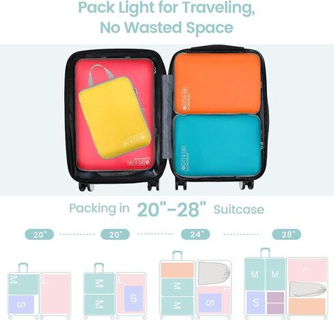 Cambond 4 Set Compression Packing Cubes Multi-color Bundle with 4 Set See Through Mesh Compression Packing Cubes White in Kuwait