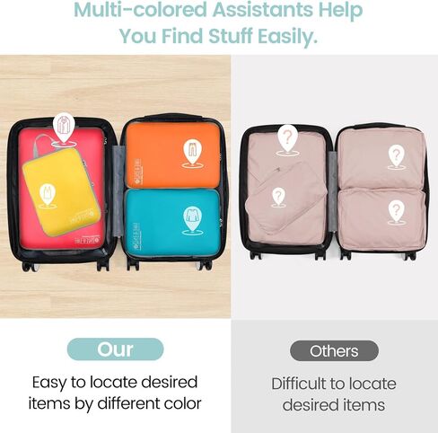 Cambond 4 Set Compression Packing Cubes Multi-color Bundle with 4 Set See Through Mesh Compression Packing Cubes White in Kuwait