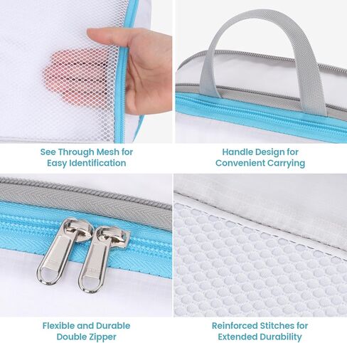 Cambond 4 Set Compression Packing Cubes Multi-color Bundle with 4 Set See Through Mesh Compression Packing Cubes White in Kuwait