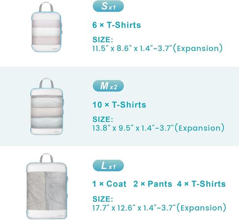 Cambond 4 Set Compression Packing Cubes Multi-color Bundle with 4 Set See Through Mesh Compression Packing Cubes White in Kuwait