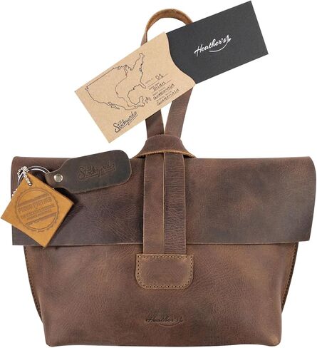 Heather's, Women's Clutch Bag, Travel Case, Accessories Pouch, Makeup, Cosmetics, and Toiletry Items, Full Grain Leather, Handmade, Bourbon Brown in Kuwait