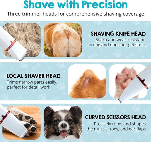 Dog Paw Trimmer, 3 in 1 Dog Clippers for Grooming Pets Paws, Foot, Ears, Face - Low Noise Pet Trimmers for Small Dogs, 700 mAh Rechargeable Cordless Hair Clippers Pet Shaver for Cats in Saudi Arabia