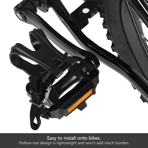 Bike Pedals, 1 Pair Nylon Cycling Pedals Toe Clips Straps for Fixie Mountain Bikes Accessories 1/2 Inch Spindle Thread with Toe Cages in Kuwait