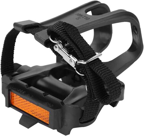 Bike Pedals, 1 Pair Nylon Cycling Pedals Toe Clips Straps for Fixie Mountain Bikes Accessories 1/2 Inch Spindle Thread with Toe Cages in Kuwait