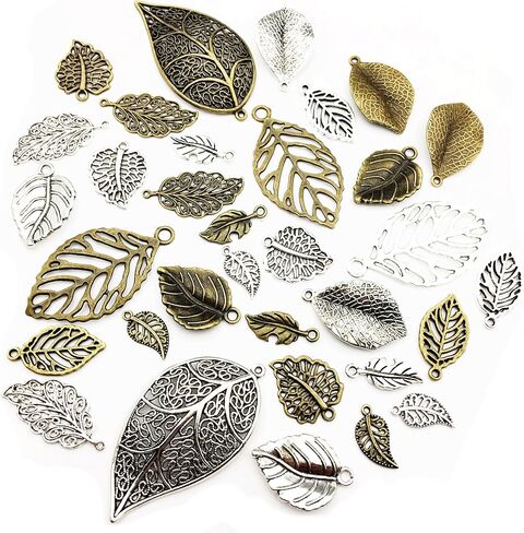 iloveDIYbeads 100g Craft Supplies Mixed Tree Leaves Pendants Beads Charms Pendants for Crafting, Jewelry Findings Making Accessory For DIY Necklace Bracelet (M091) in Saudi Arabia
