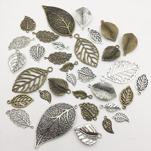 iloveDIYbeads 100g Craft Supplies Mixed Tree Leaves Pendants Beads Charms Pendants for Crafting, Jewelry Findings Making Accessory For DIY Necklace Bracelet (M091) in Saudi Arabia