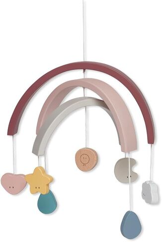 MORI Baby Wooden Rainbow Mobile in Blue for Boys and Girls - Nursery Decoration with Hanging Down Characters - 2 x 8 x 1" in Saudi Arabia