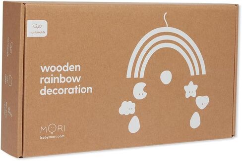 MORI Baby Wooden Rainbow Mobile in Blue for Boys and Girls - Nursery Decoration with Hanging Down Characters - 2 x 8 x 1" in Saudi Arabia
