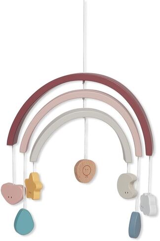 MORI Baby Wooden Rainbow Mobile in Blue for Boys and Girls - Nursery Decoration with Hanging Down Characters - 2 x 8 x 1" in Saudi Arabia