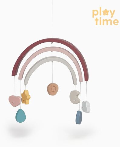 MORI Baby Wooden Rainbow Mobile in Blue for Boys and Girls - Nursery Decoration with Hanging Down Characters - 2 x 8 x 1" in Saudi Arabia