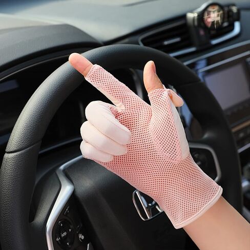 Women Summer Sunblock Glove Girls UV Protection Cycling Gloves Touchscreen Driving Gloves Non-Slip Fingertip Flip Glove in Saudi Arabia