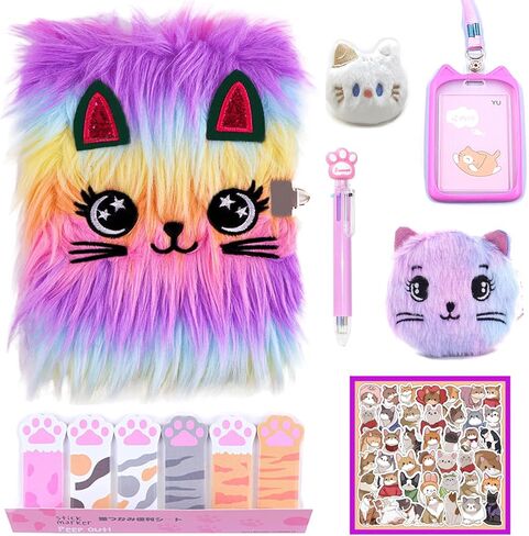kawaii لطيف القط يوميات مع قفل ومفاتيح للفتيات 7 8 سنوات من العمر فتاة هدايا عيد ميلاد مجلات الأطفال للفتيات لطيف القط أفخم مذكرات سرية يوميات كتابة مجلة صفحات مبطنة دفتر. in Kuwait