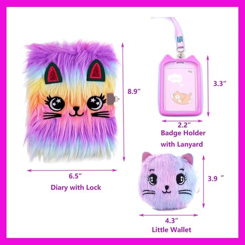 kawaii لطيف القط يوميات مع قفل ومفاتيح للفتيات 7 8 سنوات من العمر فتاة هدايا عيد ميلاد مجلات الأطفال للفتيات لطيف القط أفخم مذكرات سرية يوميات كتابة مجلة صفحات مبطنة دفتر. in Kuwait