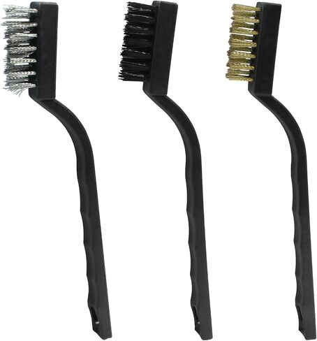3Pcs Small Wire Brush Set, Metal Cleaning Brush Bristle Brush, Brass/Nylon/Stainless Steel Wire Brushes for Cleaning Rust Removal, Polishing, Scrubbing (Multicolour) in Saudi Arabia