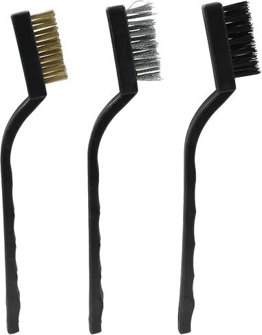 3Pcs Small Wire Brush Set, Metal Cleaning Brush Bristle Brush, Brass/Nylon/Stainless Steel Wire Brushes for Cleaning Rust Removal, Polishing, Scrubbing (Multicolour) in Saudi Arabia