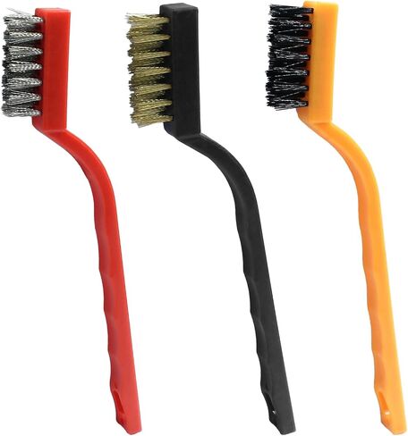 3Pcs Small Wire Brush Set, Metal Cleaning Brush Bristle Brush, Brass/Nylon/Stainless Steel Wire Brushes for Cleaning Rust Removal, Polishing, Scrubbing (Multicolour) in Saudi Arabia