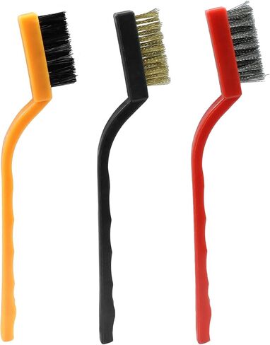 3Pcs Small Wire Brush Set, Metal Cleaning Brush Bristle Brush, Brass/Nylon/Stainless Steel Wire Brushes for Cleaning Rust Removal, Polishing, Scrubbing (Multicolour) in Saudi Arabia