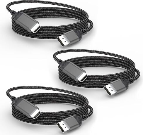4K DisplayPort to HDMI Cable 6Feet 3-Pack, Display Port DP to HDMI Cable Male to Male Video Monitor Cord [Nylon Braided] Compatible with Computer,PC,Laptop,TV, Projector, Monitor in Saudi Arabia