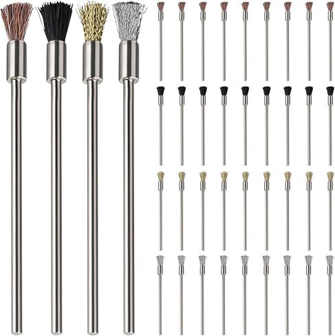 40 Pieces Extended Wire Brush for Cleaning,Steel Wire Cleaning End Brushes Rust Pen 3mm Mandrel Rust Paint Removal Bits Polishing Rotary Tool (6mm End Brush/100mm Leghth) in Saudi Arabia