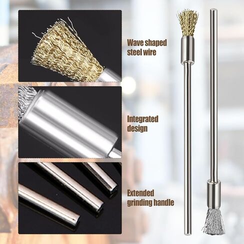 40 Pieces Extended Wire Brush for Cleaning,Steel Wire Cleaning End Brushes Rust Pen 3mm Mandrel Rust Paint Removal Bits Polishing Rotary Tool (6mm End Brush/100mm Leghth) in Saudi Arabia