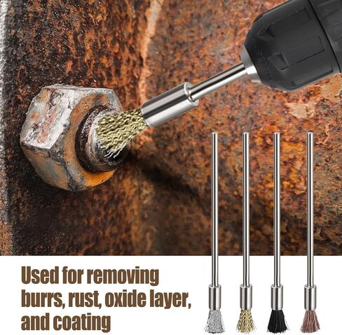 40 Pieces Extended Wire Brush for Cleaning,Steel Wire Cleaning End Brushes Rust Pen 3mm Mandrel Rust Paint Removal Bits Polishing Rotary Tool (6mm End Brush/100mm Leghth) in Saudi Arabia