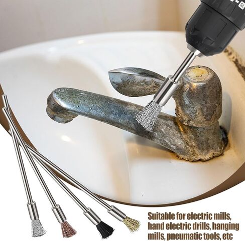 40 Pieces Extended Wire Brush for Cleaning,Steel Wire Cleaning End Brushes Rust Pen 3mm Mandrel Rust Paint Removal Bits Polishing Rotary Tool (6mm End Brush/100mm Leghth) in Saudi Arabia