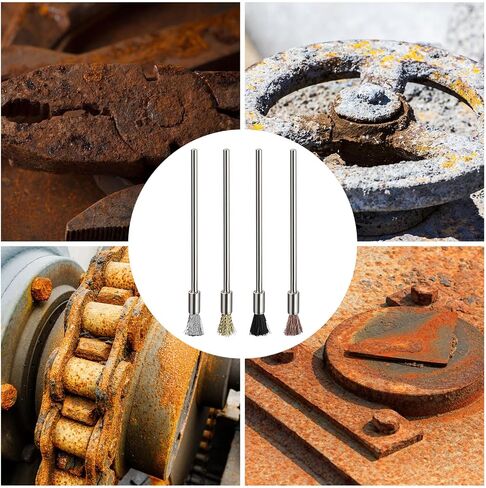 40 Pieces Extended Wire Brush for Cleaning,Steel Wire Cleaning End Brushes Rust Pen 3mm Mandrel Rust Paint Removal Bits Polishing Rotary Tool (6mm End Brush/100mm Leghth) in Saudi Arabia
