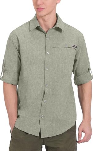 Little Donkey Andy Men's Quick Dry Hiking Shirt, Lightweight Long Sleeve Travel Shirt, Air-Holes Tech Laurel Oak Heather XXXL in Saudi Arabia