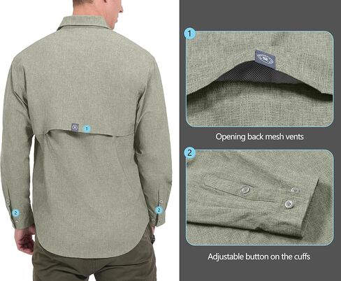 Little Donkey Andy Men's Quick Dry Hiking Shirt, Lightweight Long Sleeve Travel Shirt, Air-Holes Tech Laurel Oak Heather XXXL in Saudi Arabia
