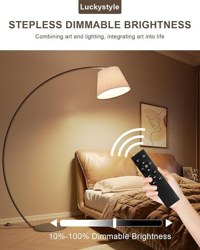 Arc Floor Lamps for Living Room,1200LM Super Bright 71 Inch Extra Tall Floor Lamp with Remote Control Dimmable 12W LED Bulb,E26 Base,Adjustable Lampshade,Foot Switch,LED Hanging Lamp for Bedroom Black in Saudi Arabia
