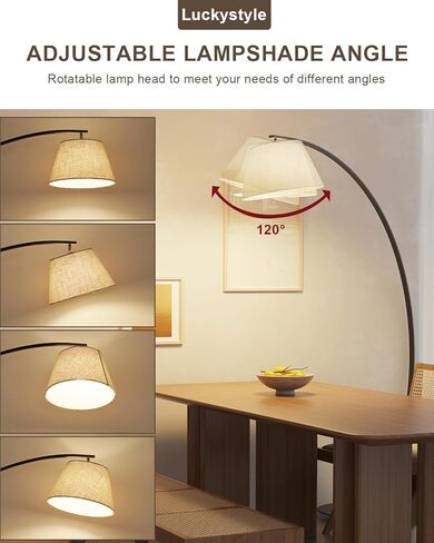 Arc Floor Lamps for Living Room,1200LM Super Bright 71 Inch Extra Tall Floor Lamp with Remote Control Dimmable 12W LED Bulb,E26 Base,Adjustable Lampshade,Foot Switch,LED Hanging Lamp for Bedroom Black in Saudi Arabia