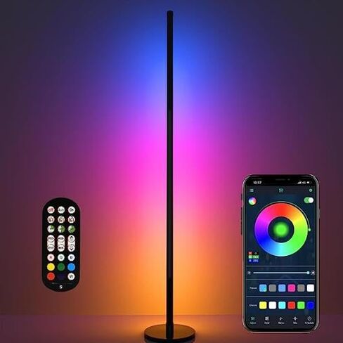 Corner Floor Lamp 2 Pack Smart LED Corner Lamp with 16 Million Colors,DIY Lighting Mode,Music Sync&Timing,61" RGB LED Floor Lamp Works with App/Remote,RGB Floor Lamp for Living Room, Gaming Room in Saudi Arabia