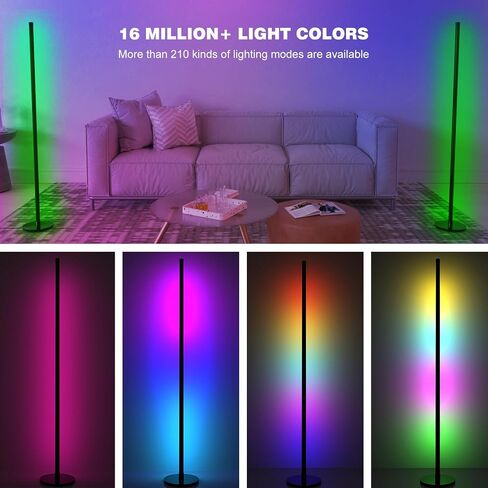Corner Floor Lamp 2 Pack Smart LED Corner Lamp with 16 Million Colors,DIY Lighting Mode,Music Sync&Timing,61" RGB LED Floor Lamp Works with App/Remote,RGB Floor Lamp for Living Room, Gaming Room in Saudi Arabia