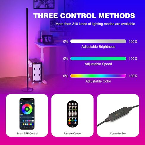 Corner Floor Lamp 2 Pack Smart LED Corner Lamp with 16 Million Colors,DIY Lighting Mode,Music Sync&Timing,61" RGB LED Floor Lamp Works with App/Remote,RGB Floor Lamp for Living Room, Gaming Room in Saudi Arabia
