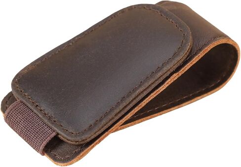 Polare حامل نظارات شمسية من الجلد المحبب بالكامل لنظارات السيارة ونظارات شمسية ومشبك مغناطيسي من الجلد وحامل نظارات عالمية للشاحنة والإكسسوارات الداخلية للسيارة، عبوة واحدة in Kuwait